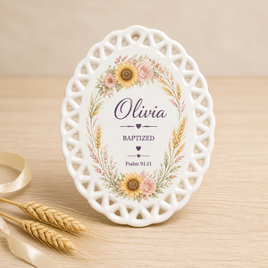 Elegante Placca in Ceramica Bianca Ovale a Reticolo, Decorazione da Tavola per Credenza e Angolo Spirituale, Arredo d'Interni - Product Image 3
