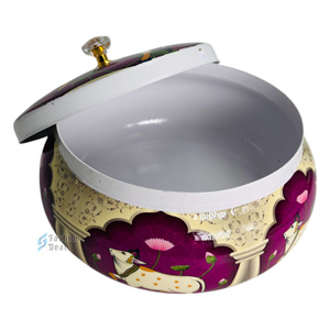 Pichwai diseño impreso Metal 6 pulgadas fruta seca olla/tarro caja tapa Cocina Comida devolución regalo para cada ocasión contenedor de almacenamiento - Product Image 4