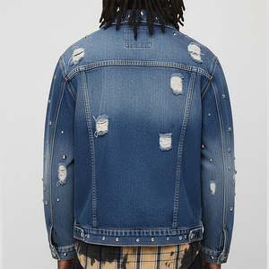 Custom Made Plus Size Men <b>Light</b> Blue Faded Washed Denim Jacket Breathable <b>Multi</b> pockets Men's Winter Sleeves Winter Jacket - Product Image 5