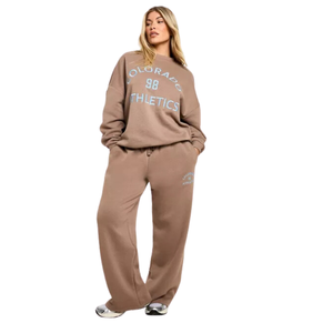 Ensemble pantalon de survêtement et sweat à capuche sérigraphiés avec logo personnalisé Tenue de sport Survêtements et pantalons Ensemble deux pièces Survêtement de jogging pour femmes - Product Image 1