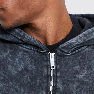 เสื้อฮู้ดดี้ทรงโอเวอร์ไซส์แบบซิป สไตล์วินเทจ ลุคสตรีท ทำจากผ้าฟอกสีแบบแอซิดวอช พร้อมกางเกงวอร์มขาบาน ดีไซน์ใหม่ ผลิตตามสั่ง - Product Image 5