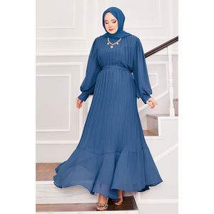 Robe de soirée en satin indigo avec manches en organza, brodée, coupe trapèze, fourreau, taille empire, longueur ras du sol, simple, pour mariages et banquets, taille XL - Product Image 4