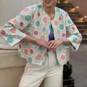 Veste en lin naturel doublée de coton, broderie à la main avec fil de soie, respirante, durable, écologique pour le printemps et l'hiver - Product Image 1