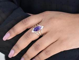 Stackable Statement Amethyst Triple Band Ring 925 Sterling Silver Factory Wholesale Bulk <b>Handmade</b> <b>Jewelry</b> - Product Image 3