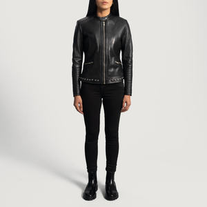 Veste en cuir véritable légère à manches longues personnalisée à la mode 100% pour femmes - Product Image 6