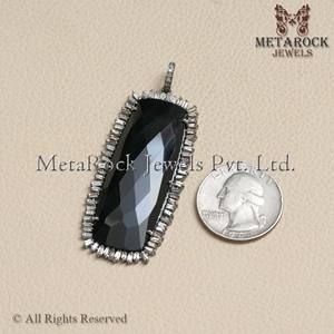 ของแข็ง925จี้เงินปูเครื่องประดับเพชรเหลี่ยมเพชรสีดำพลอยอะไหล่การออกแบบใหม่จี้ Unisex - Product Image 5