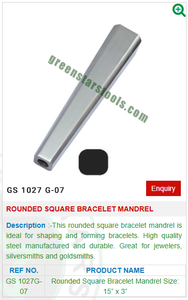Bracelet carré arrondi Mandrin GS 1027G-07 par GREEN STARS SA PVT LTD Inde Bijoux essentiels Outils et équipement pour bijoutiers - Product Image 2