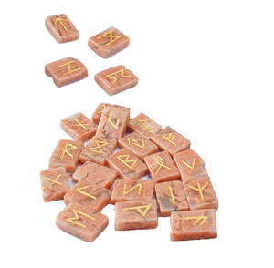 Vente en gros Feng Shuai Style Pêche Pierre de Lune Cube Rune Set Cristal Naturel Pierres Précieuses Sculpté Gravé Pierres Minérales de Guérison - Product Image 2