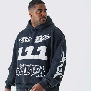 <b>Tech</b> Fleece Tracksuit for Men High Quality Customized Logo Jogger Sweatsuit Hood Breathable Zipper Acid <b>Wash</b> Printed Winter - Product Image 4