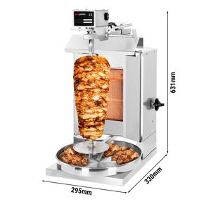 Grill à gaz pour kebab (Shawarma/Gyros) - 1 brûleur - jusqu'à 5 kg - 3,25 kW - Sur comptoir - incl. 1 broche, 1 bac de récupération de liquides et 2 portes doubles - Product Image 2
