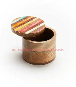 Caja de Madera con Incrustaciones de Resina Hecha a Mano con Patrón Triangular de Incrustaciones de Hueso, Caja Decorativa para Joyas Hecha a Mano en India - Product Image 3