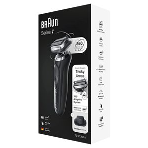 Rasoir électrique pour homme avec triple lame, tondeuse de précision, rasoir sans fil USB pour utilisation humide ou sèche, étanche IPX7, rasoir argenté avec prise UK - Product Image 2