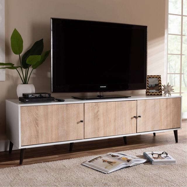Hot Selling Adjustable Mid-Century Modern Luxury 6 Shelf Solid Wood Floor Mount TV Stand Fits 60-64" TVs High Living Entry