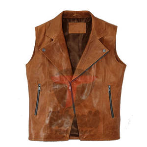 Chaleco de cuero genuino de alta calidad para hombre, transpirable, con cuello en V, estilo informal, Otoño, sin mangas, ropa exterior, logotipo personalizable personalizado - Product Image 5