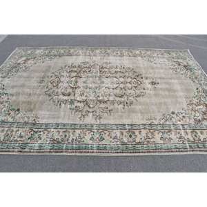 Tapis Turc Vintage Classique Beige Vert 6.2 X 9.5ft Large Zone Patchwork Laine avec Support en Latex pour Couloir ou Chambre - Product Image 3