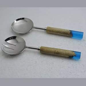 Servidor de ensalada de resina, madera y acero inoxidable para tienda y mercado internacional Ideas de nuevos productos Hogar y cocina hechos a mano - Product Image 1