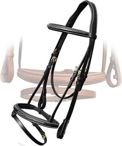 Muserolle sautant et bandeau frontal cousu fantaisie Twin Designer avec bride en cuir Mono Crownpiece avec rênes en caoutchouc - Product Image 3