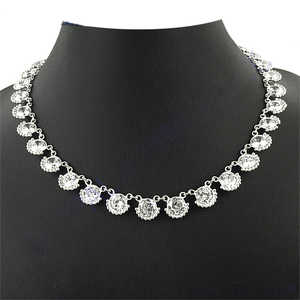 Women's Party Wear Silver Cubic Zirconia <b>Crystal</b> Necklace - Product Image 1