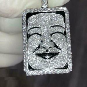 Pendentif diamant entièrement glacé personnalisé en pavé 2D or blanc 10 carats véritable - Product Image 1