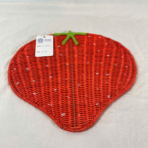 Decorative Woven Rattan Strawberry <b>Placemat</b> Unique Handwoven Chargers <b>Dining</b> <b>Table</b> Decoration Made In Vietnam - Product Image 1