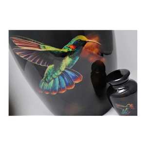 Urna de cremación de latón hecha a mano de color negro con cubierta única urna funeraria cristiana para columbario de tela para mascotas o bebés - Product Image 2