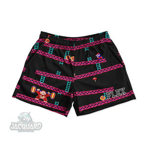 Shorts de plage personnalisés en toile 100 % polyester pour hommes, double couche, style streetwear, gym, basketball, vintage, 6XL, couleur unie - Product Image 1