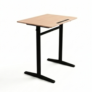 Modern Height <b>Adjustable</b> School Desk Wood Top Black Metal Frame Minimalist Design Study Furniture for Students ARSU 2-Year - Product Image 3