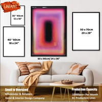 Interior mewah krom kristal porselen UV kanvas cetak seni dinding vertikal gantung cahaya Neon dinding mengkilap seni lukisan Poster