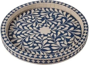 Bandeja de madera con incrustaciones de hueso hechas a mano de lujo, respetuosas con el medio ambiente y duraderas, personalizables para aperitivos de café y decoración de interiores - Product Image 6