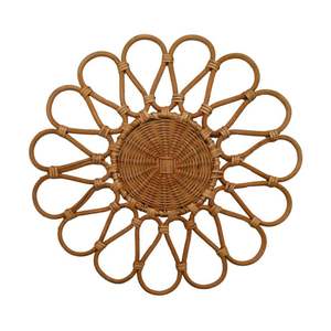 Lifestyle Natural Placemat Rattan Charger Plates Vintage <b>Table</b> Decor <b>Green</b> Flower Woven Chargers for Dining Event - Product Image 3
