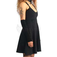 Robe de patineuse gothique pour femmes, robe mini noire punk, esthétique sombre, tenue de mode alternative, emo grunge, tenue de soirée