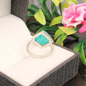 Anillo de Plata de Ley 925 al por Mayor con Gema de Amazonita Natural (11x11mm) 4.63g Cristal Suelto - Product Image 3