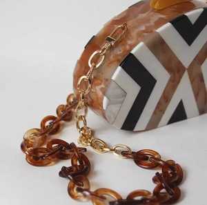 Bolsos de Mano de Diseño con Patrón Cruzado para Mujer, Bolso de Resina con Perlas, Chapado en Oro, Lujoso, con Dije de Mariposa, Conjunto de Bolsos de Mano para Mujer, para Bodas - Product Image 5