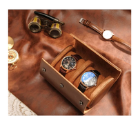 Hand gefertigtes echtes Leder Roll-up Storage Uhrengehäuse Schutz, 3 Slots Design für Armbanduhren Geschenk boxen Großhandel