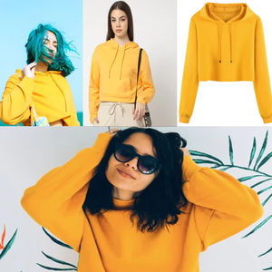 เสื้อครอปสเวตเชิ้ตสำหรับผู้หญิง ผลิตตามสั่ง รับทำโลโก้ OEM แฟชั่นสตรีทแวร์ เสื้อสวมหัว ผ้าไม่ยับ ระบายอากาศได้ดี เสื้อฮู้ดดี้สำหรับผู้หญิง - Product Image 5