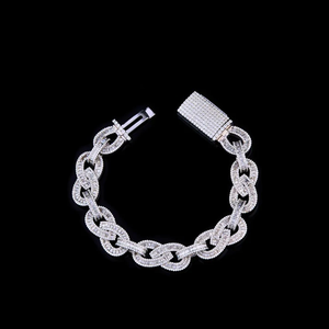 Pulsera de Cadena de Plata Chapada en Rodio con Incrustaciones de Diamantes de Imitación Moissanite, Estilo Étnico, Joyería de Lujo para la Muñeca - Product Image 1