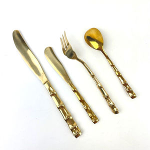 Forme de vente directe d'usine en stock de gros couverts en métal cuillère fourchette couteau mariage ensemble de couverts en acier inoxydable or pour événements - Product Image 3