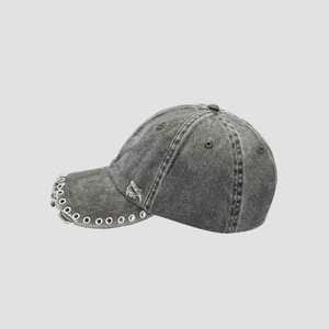 ผ้ายีนส์ผ้าฝ้ายธรรมดากันน้ำหมวกเบสบอลทรงสปอร์ตสีแดงปรับได้แบบวินเทจซักได้ - Product Image 2