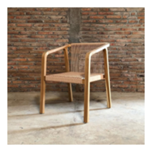 Chaise de salle à manger en bois de teck massif moderne de haute qualité chaise de jardin à dossier tissé en corde japon - Product Image 1