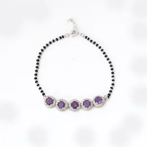 Women's Amethyst <b>Bead</b> <b>Bracelet</b> Elegant <b>Sterling</b> <b>Silver</b> Crystal Jewelry Elegant Bangles & <b>Bracelets</b> - Product Image 4