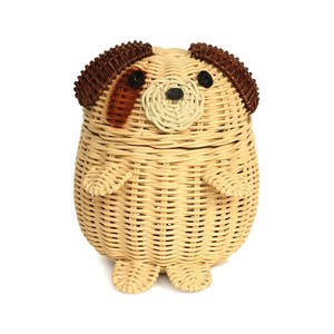 Handmade Dog Rattan Basket Kids With Lid Baby Gift Basket <b>Toys</b> Storage Wicker Puppy Bin Nursery Decorative Home Decor Wholesale - Product Image 1