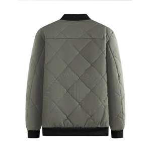 2024 chaqueta de bombardero de cuello redondo para hombre de lona de alta calidad 100% cremallera superior hinchada genuina nuevo diseño primavera liso teñido elegante Casual OEM - Product Image 2