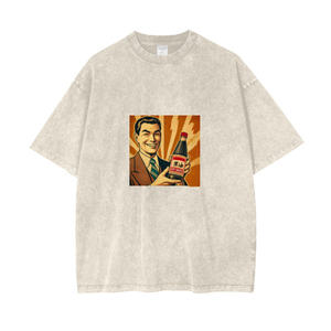 Camiseta recortada de cuello redondo con serigrafía Unisex 220 gramos 100% algodón Boxy Fit camiseta de gran tamaño logotipo personalizado respetuoso con el medio ambiente para hombres - Product Image 2