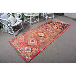 Alfombra Vintage de 3.1x9.4 pies, Alfombra Turca Roja con Diseño Floral - Product Image 1