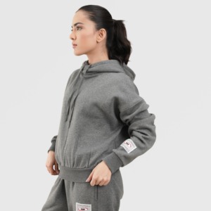 Sweat à capuche surdimensionné Reeder en tissu tricoté respirant gris pour la saison d'automne - Product Image 3