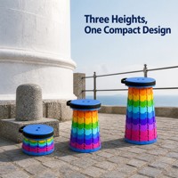 Tabouret pliable rond en plastique compact et portable pour gare, plateforme d'attente rapide pour vérification des billets et utilisation par les passagers