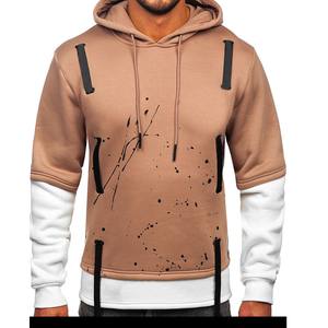 Oversized Puffy Hoodie with Two tone <b>fabric</b> Cut, Enzyme-Washed <b>Fabric</b>, and <b>Raw</b> Edge Seams for Unique Grunge Inspired Street Look - Product Image 1