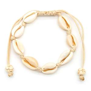 Bracciale regolabile con conchiglie di ciprea e perline, placcato oro, stile bohémien, con nappa, regalo religioso con perle e diamanti - Product Image 1