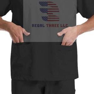 Ensemble de blouses médicales 100% coton tricoté respirant confortable uniforme du personnel de l'hôpital et de la clinique haut et pantalon - Product Image 5