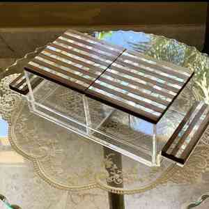 Royal Artisans Boîte de rangement multifonctionnelle avec couvercle en bois avec incrustation de nacre pour sachet de thé et bols sucrés jetables - Product Image 2